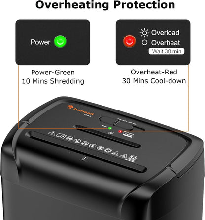 Bonsaii 12-Sheet Paper Shredder for Home Office Use, 10-Minute Cross Cut Shredder with 5.5 Gallons Bin, P-4 High Security Heavy Duty Office Shredder Shred CD/Credit Card