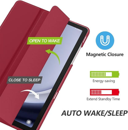 MoKo Case for Galaxy Tab A9+/A9 Plus 11 inch 2023, Slim Stand Protective Smart Cover with Hard PC Translucent Back Shell for Tab A9 Plus Tablet (SM-X210/X216/X218), Auto Wake/Sleep, Wine Red