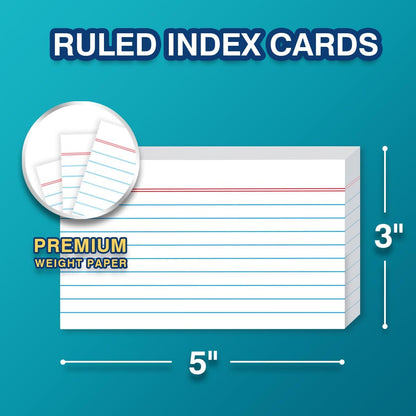 H4D 3x5 Index Card Holder with 100 Heavyweight Ruled Index Cards and 25 Plastic Dividers, Light Purple