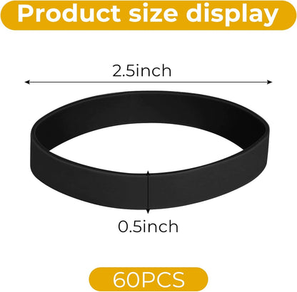 Size #82 Tactical Rubber Bands - Pack of 60 Heavy-Duty, Extra Thick and Wide UV, Heat, and Cold-Resistant Industrial-Grade Elastic Bands for Camping, Cycling, and Fishing (black)