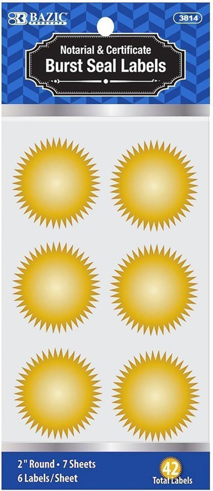 MaxMark Notary Seal Round Pink Embosser for South Dakota State - Includes Gold Burst Seal Labels (50 Count)