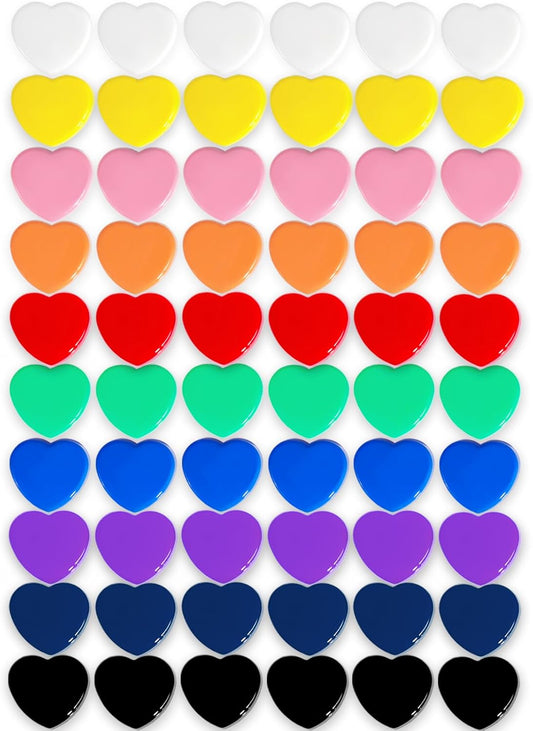 Fridge Magnets, 60 Pcs Mini Cute Magnets for Fridge, Locker, Kitchen, Office (10 Colors, Heart)