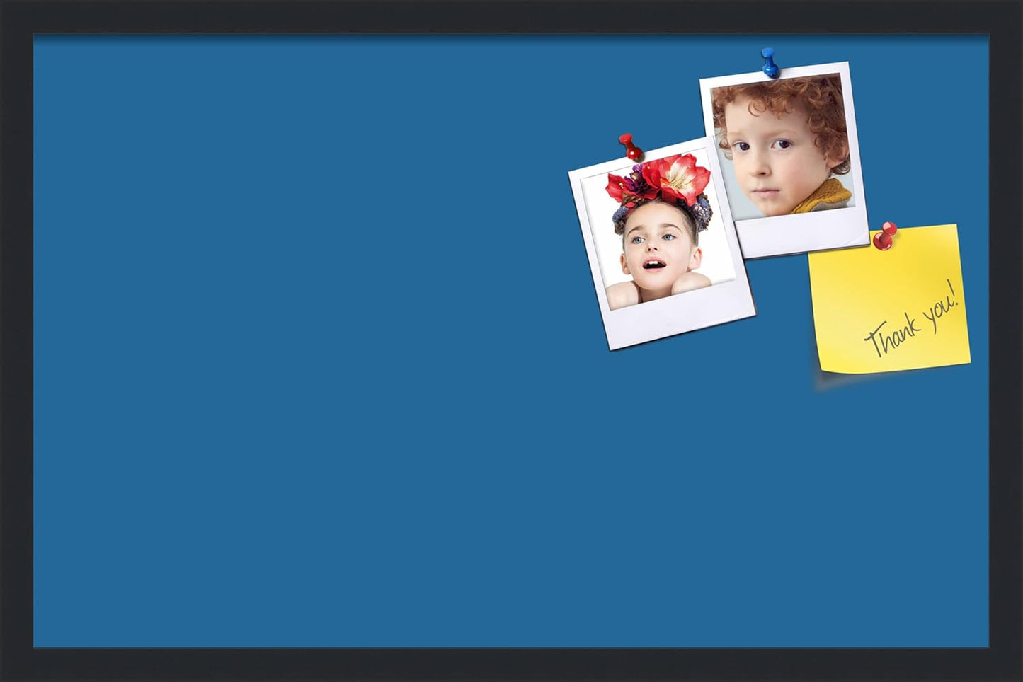 PinPix 28x18 Inch Cork Bulletin Board. This Decorative Framed Pin Board Comes with Navy Pastel Design and a Satin Black Frame. Ideal for Home Office Decor or Message Board (PinPix-1811)