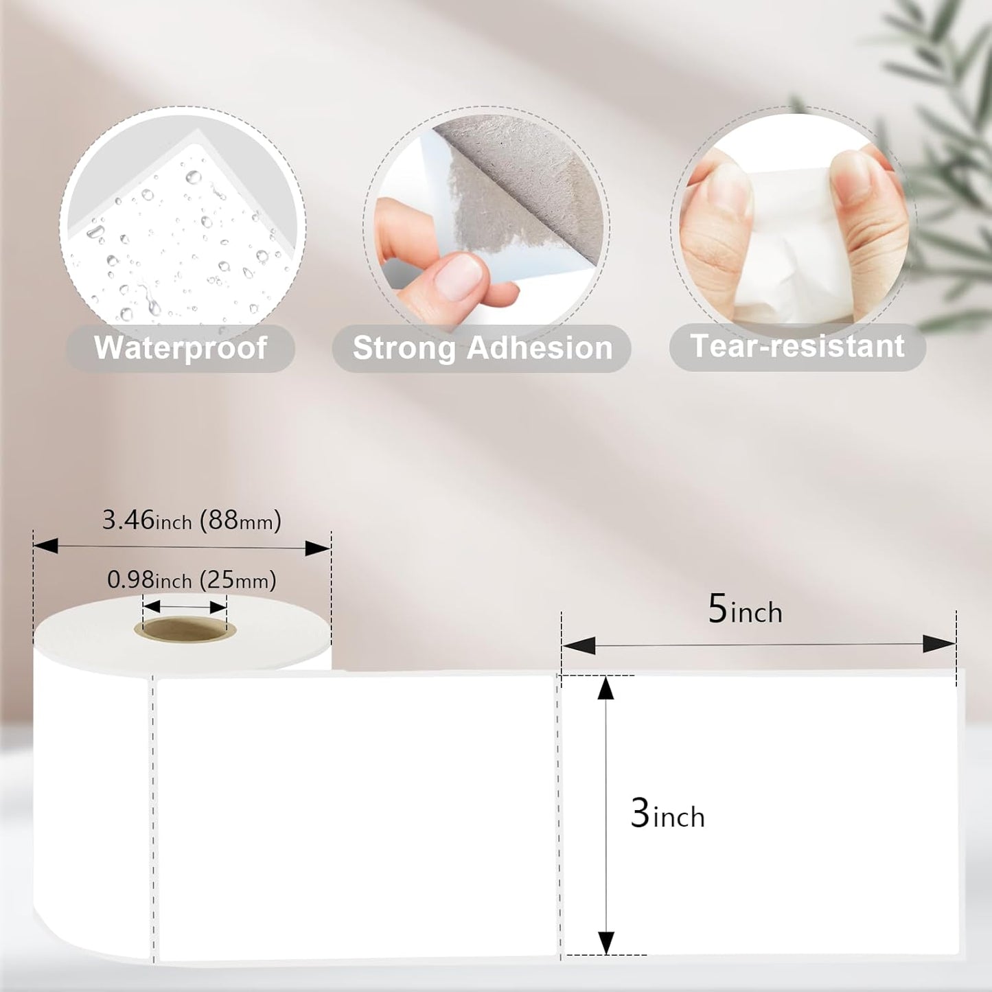 3 X 5 Inch Rectangle Sticker White Moving Labels for Boxes, 300PCS Waterproof Removable White Labels Stickers to Write on for Bar-Codes, Address, Small Business Labeling, Inventory