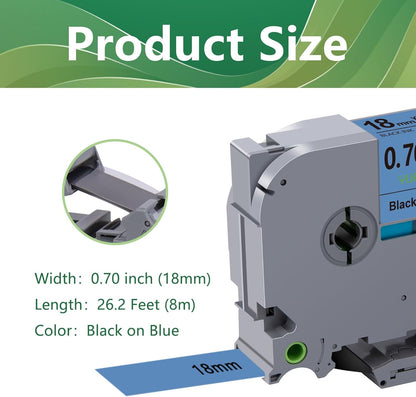 TZe-541 18mm TZe TZ Blue Tape Compatible with Brother P Touch Label Maker Tape TZ-541 TZe541 TZ541 Label Tape 18mm 0.7 Laminated Black on Blue for PT D400 D600 D610 P710bt, 3-Pack