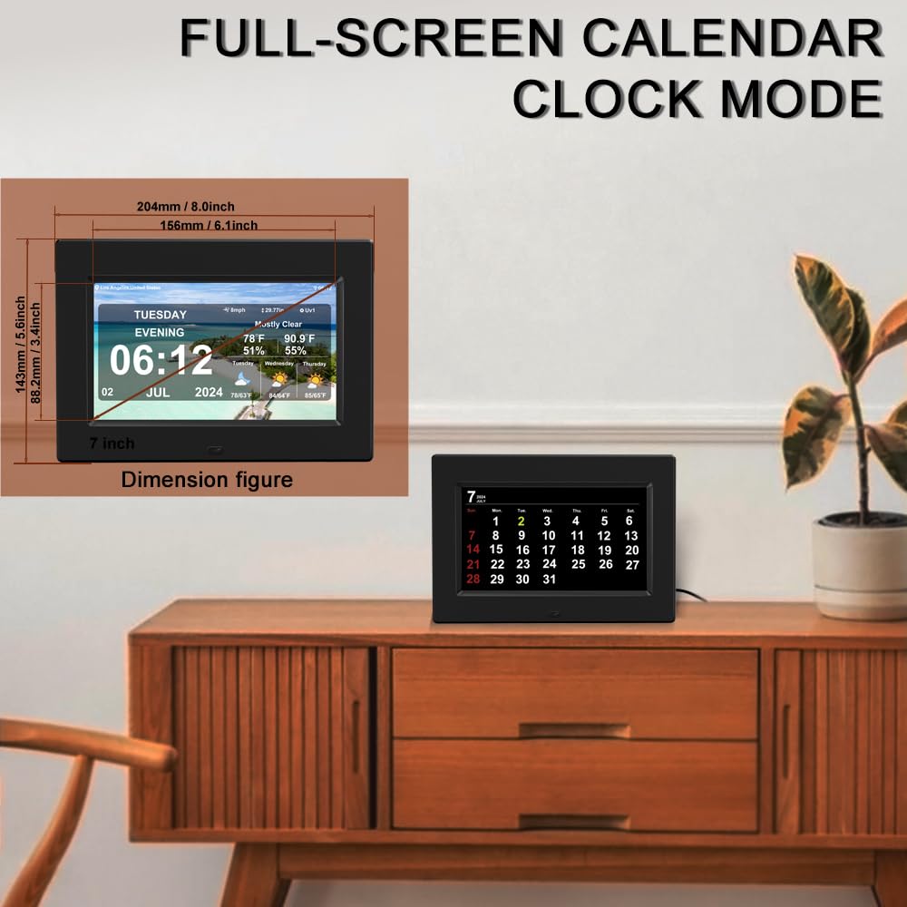 7 inch Digital Network Intelligent Weather Clock with Temperature and Humidity Weather Forecast 8 Group Alarm Clock