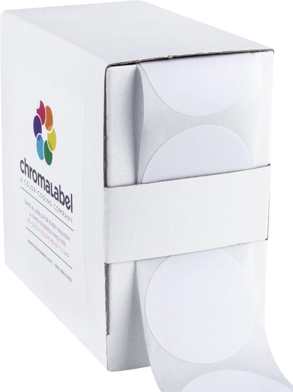 ChromaLabel 1.50 Inch Round Label Permanent Color Code Dot Stickers, 500 Labels per Dispenser Box, White
