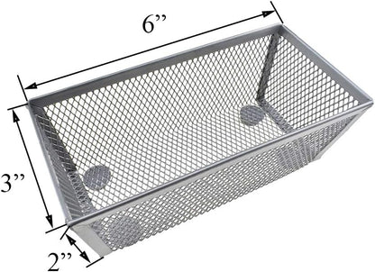 HAHIYO Stackable Mesh Tray Cup 6 x 3 x 2 inches Sturdy Container for Desk Drawer Organizer Collection for Home Office School kitchen Soft Foam Feet No Sharp Edges 2 Pack Silver