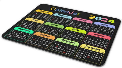 Calendar Mouse Pad, Gaming Mouse Mat with Custom Design, Non-Slip Rubber Base MousePads for Office Home Laptop Travel, 9.5"x7.9"x0.12" Inch (2024 Color Calendar Horizontal)