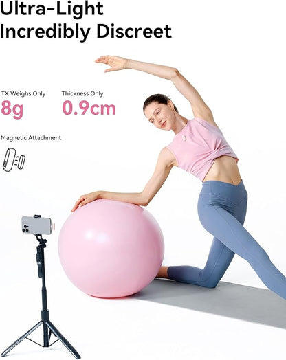 Hollyland Lark A1 Wireless Mini Microphone for iPhone & Android, 48kHz/24-bit, 3-Level Intelligent Noise Cancel, Microphone for YouTube, Podcast, Vlogging (Pink, 2TX + 2RX + Charging Case)