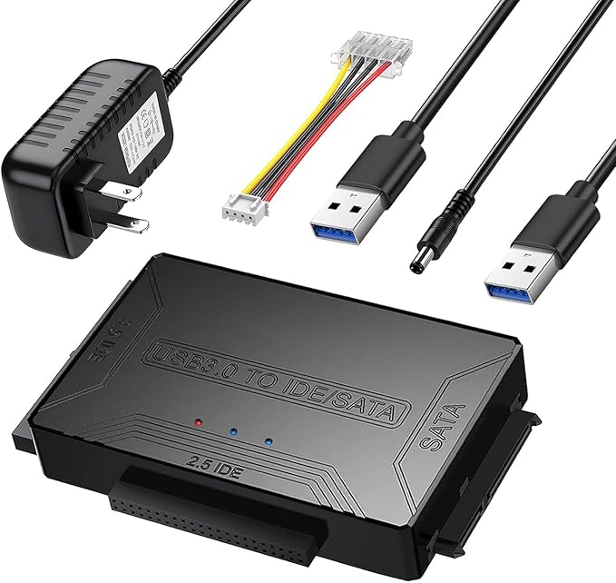 USB 3.0 to SATA IDE Adapter，Hard Drive Reader,IDE Sata to USB External Data Recovery Converter,for Universal 2.5 3.5 HDD SSD Hard Drive Disk