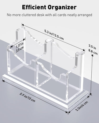 Uniclife Acrylic Business Card Holder for Desk 2 Slot Clear Vertical Business Card Display Stand for Men and Women Desktop Name Card Organizer Card Stand for Office Home Exhibition, 120 Card Capacity