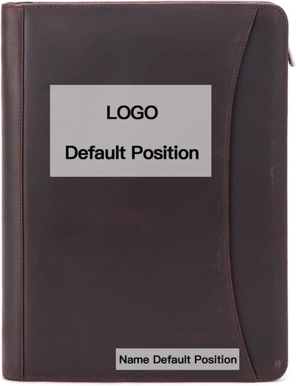 Personalized 3 Ring Binder Genuine Leather Portfolio, Front Pocket, Custom Engraved 8.5 x 11 Zippered Laptop Organizer for Men and Women, Professional Business Work Padfolio, Dark Brown