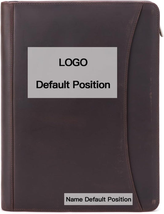 Personalized 3 Ring Binder Genuine Leather Portfolio, Front Pocket, Custom Engraved 8.5 x 11 Zippered Laptop Organizer for Men and Women, Professional Business Work Padfolio, Dark Brown