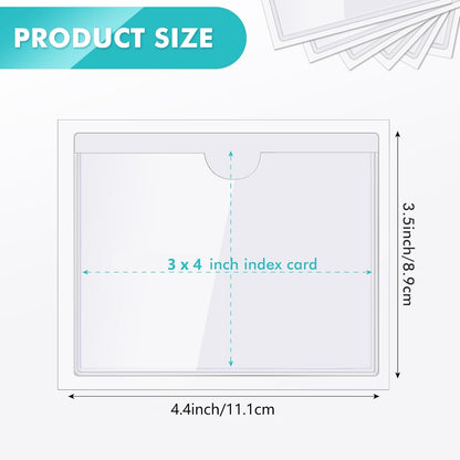 Outus 500 Pack Self Adhesive Index Card Holder Clear Plastic Label Pockets with Top Open for Loading Sticky Business Card Sleeves for Storage Bins Library Organizing Photo Protecting(3.5 x 4.4 Inch)