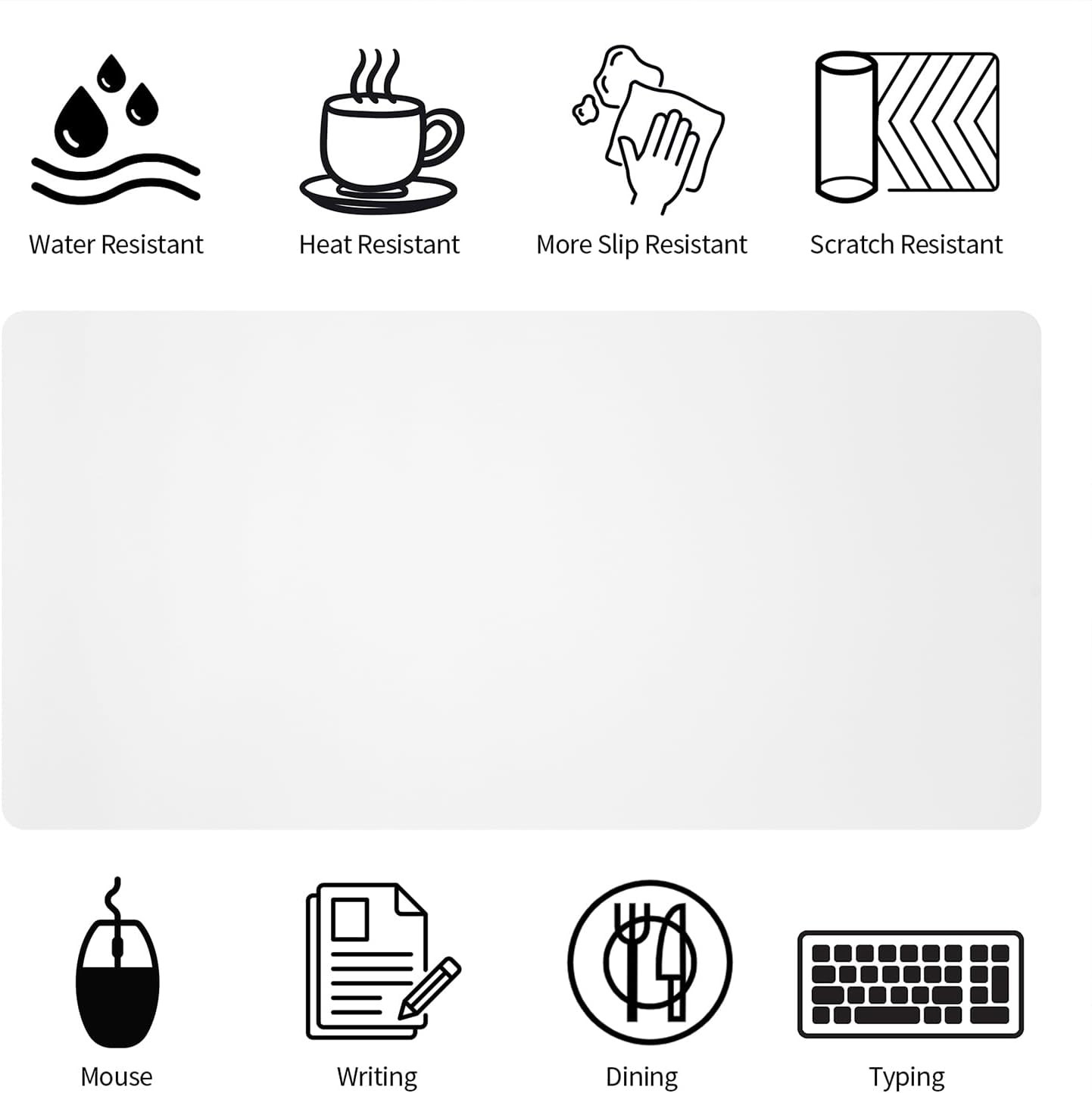 Leather Desk Pad, Large Mouse Pad, Non-Slip Desk Mat, Leather Desk Blotter, Computer Desk Pad, Waterproof Keyboard Pad for Home Office and Decor - White (31.5×15.7 Inches)