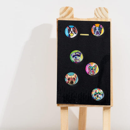 12Pcs Glass Refrigerator Magnet Fridge Sticker,Oil Painting Dog Fridge Magnets Decoration for Crafts,Strong Fridge Magnets for Kitchen, School,Office Whiteboard, Cabinet and Dishwasher