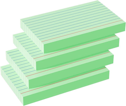 Green Index Cards 3x5, 200 Pack, Ruled Index Cards, Flash Cards for Studying, Heavy Note Cards for Office, Home and School, 4 Packs of 50