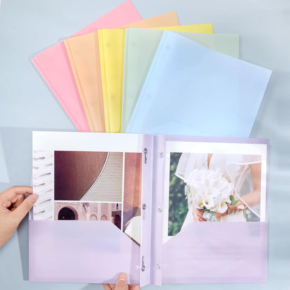 Patelai 48 Pcs Plastic Folders with 2 Pockets and 3 Prongs Home Folders with Card Slot Letter Size Heavy Duty Report Covers for Back to School(Purple, Orange, Pink, Yellow, Green, Blue,Classic)