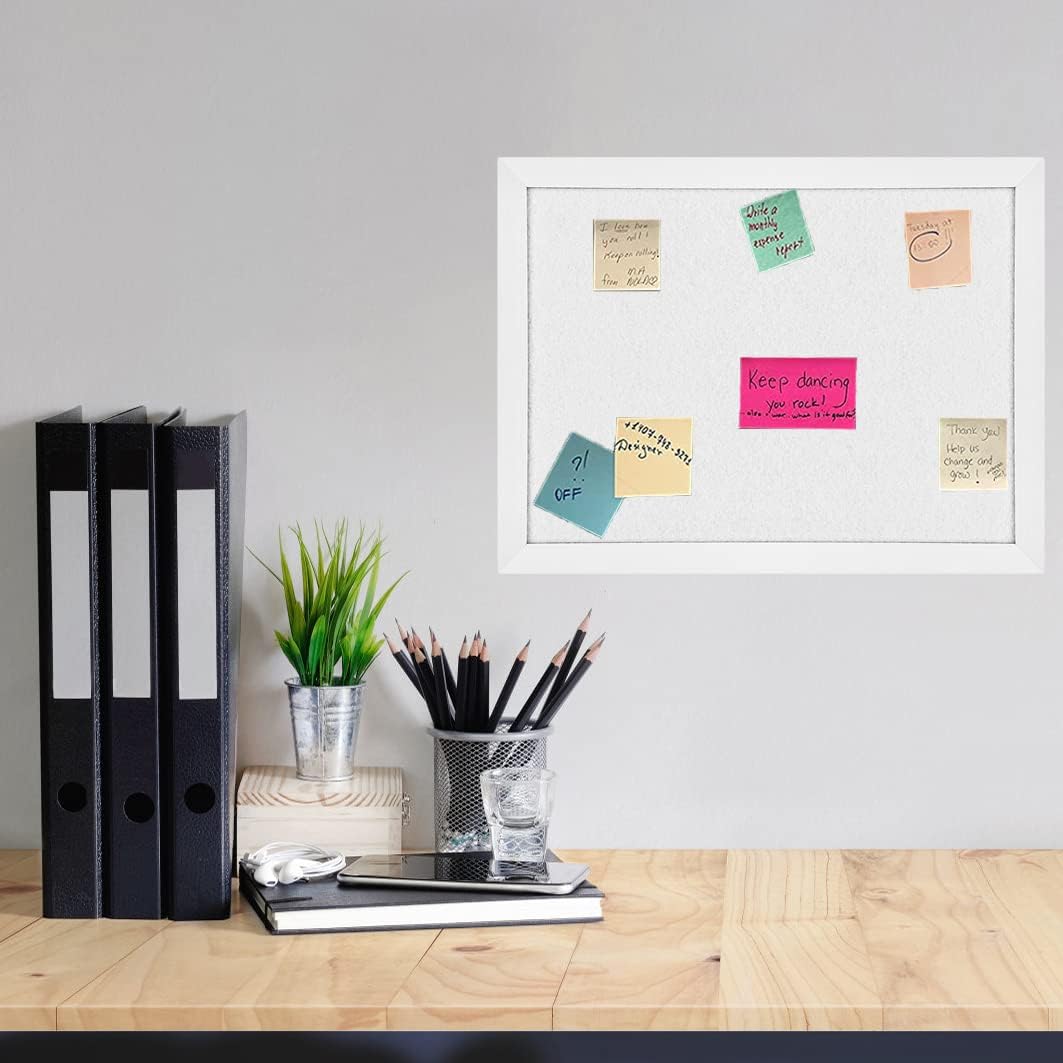 TORASO Cork Board Bulletin Board, Cork Boards for Walls with Pins, Eye Bolts, gaskets, Screws, Pin Board for Office, School and Home (White, 11“x14.5” - 1p)