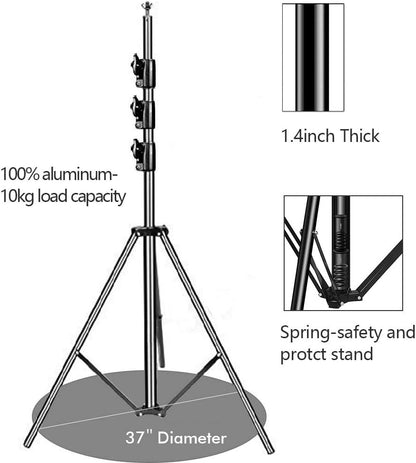 10 x 10Ft Photo Video Studio Heavy Duty Adjustable Muslin Backdrop Stand Background Support System Kit for Photography with Carrying Bag，4 Pcs Spring Clamps