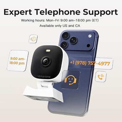 2K Cameras for Home Security,Indoor/Outdoor for Baby/Elder/Pet Monitoring with Phone app,Wired Plug&Play,Color Night Vision,2-Way Audio & 24/7 Recording,Support 128G Card ( Not Included),2-Pack