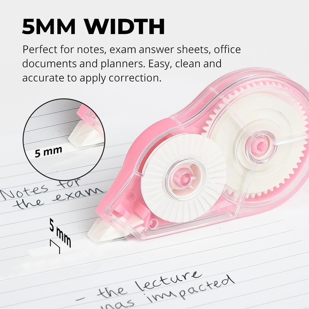 6 Pack Extra-Long Correction Tape – 98ft (30m) Each, Total 590 ft – High Capacity White Out Tapes, Smooth & Precise, Tear-Resistant, No Mess, Easy-to-Use Dispensers for Office, School & Home Supplies