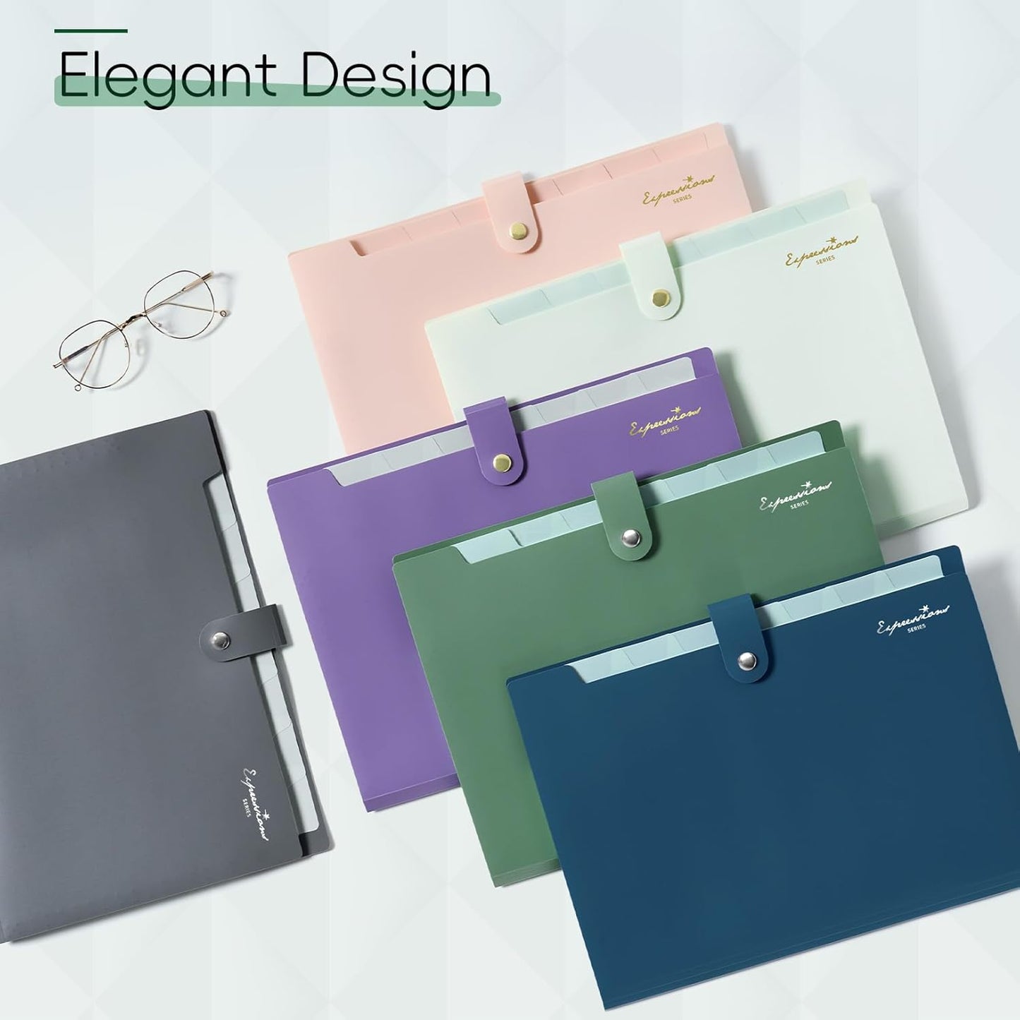 Sooez Elegant Accordion File Organizer with Labels, 8 Pocket Expanding File Folder, Portable Folders for Documents, Cute Paper Organizer for School Office Supplies, Letter Size, Light Purple