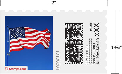Flag NetStamps 1200-Pack (50 Sheets) Printable Postage Labels (Stamps.com Subscription Required) - Print Approved Postage - Inkjet & Laser Printers - Business, Personal, Home