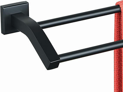 Alise Double Bath Towel Bars Towel Racks for Bathroom,Wall Mount Towel Holder Heavy Duty SUS304 Stainless Steel Towel Hanger Rail,GK9700-B Matte Black,28-Inch
