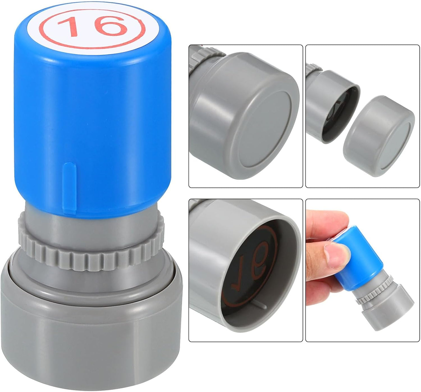 PATIKIL Number Stamps Self Inking, Numeral 16 Number Stamp Teacher Stamp Initial Stamp Ink Stamp for Class Notebook Scrapbooking DIY Craft Style 2, Red Ink