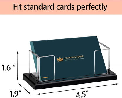 Weiai Acrylic Business Card Holder Stand for Desk, 2 Pieces Modern Black Base Business Card Organizer Display
