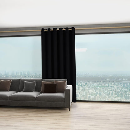 BONZER Room Divider Curtain Grommet Thermal Insulated Wide Blackout Curtains for Bedroom Living Room, 108L x 70W Inch (9L x 5.8W ft), 1 Panel, Black