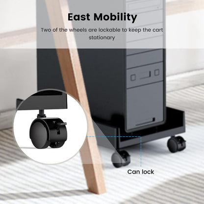 ORICO Mobile CPU Stand with Locking & Swivel Wheels, Universal Under Desk Computer Tower Stand for PC, Multi-Functional CPU Holder for Office & Home (17.9x8.74x0.86 Inches)