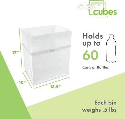 | 13 Gallon Disposable Trash Cans (3-Pack) with Fitted Trash Bags - Reusable Garbage and Recycling Bins for Parties, Events, and More (White - 17" Height x 13.5" Width x 10" Depth)