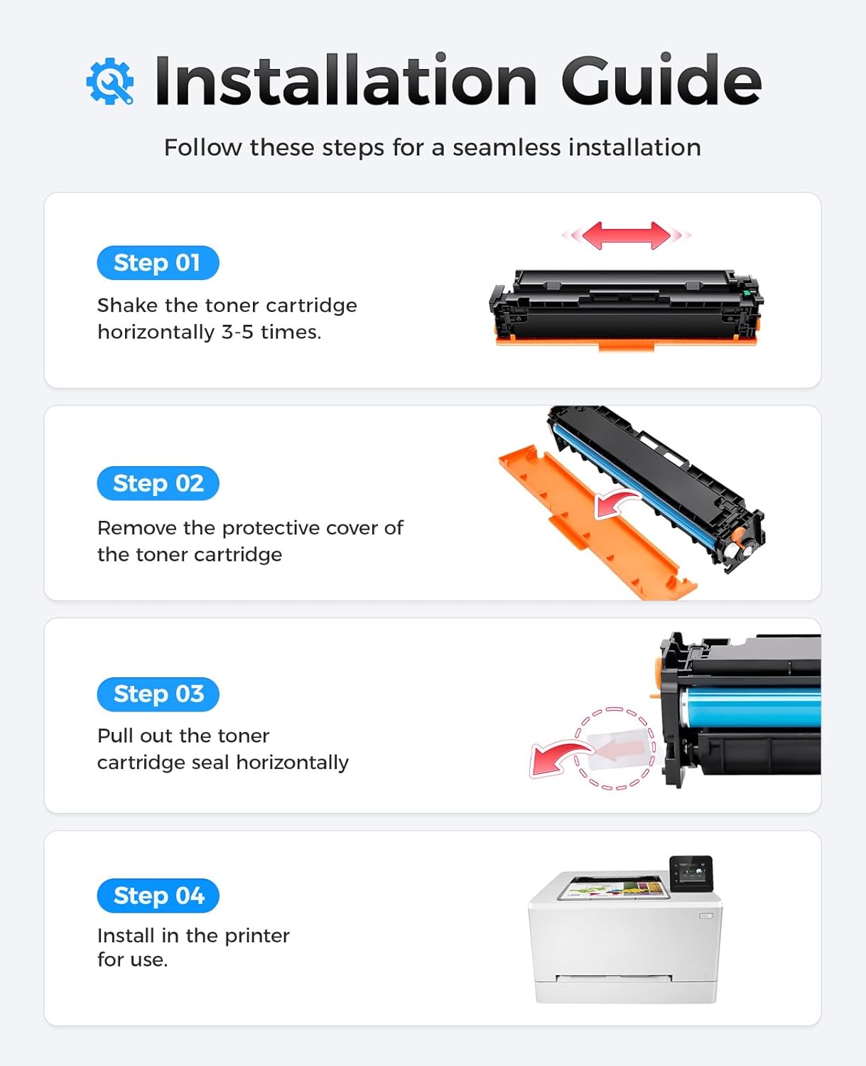 206X Toner Cartridge Set 4-Pack High Yield Replacement for HP 206X W2110X W2111X W2112X W2113X Compatible for HP Color Laserjet Pro MFP M283cdw M283fdn M283fdw M282nw M255dw M255nw Printer Ink 206A