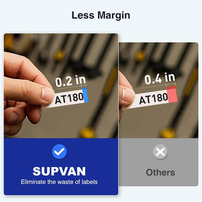 SUPVAN E11 Bluetooth Label Maker Machine with 4 Tapes, Support Keyboard & App with 40 Fonts and 450+ Icons, Rechargeable Inkless Labeler for Home, Kitchen, Office, School, Organization, Black