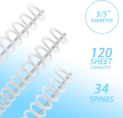 RAYSON Click Binding Spines, 3:1 Pitch, Clear, Binds Up to 120 Sheets, Compatible with A4 and Letter Size Paper, 30-Pack, Reclosable Binding Combs for Presentations & Reports