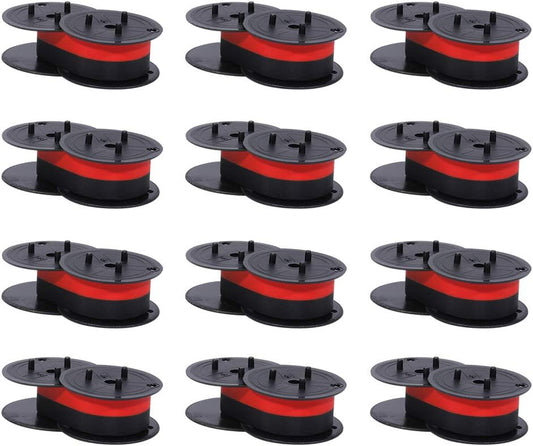 Bigger Replacement for Porelon 11216 Universal Twin Spool Calculator Ribbon for Nukote BR80c, Sharp EL-1197PIII, Dataproducts R3027, Casio DR-210R, Canon MP11DX MP25DV, Black and Red, 12 Pack
