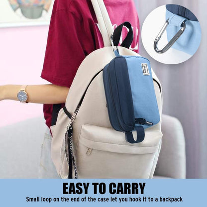 Sooez High Capacity Pencil Case, Big Pencil Bag Pouch Box Organizer Pen Case, Portable Journaling Supplies with Easy Grip Handle & Loop, Asthetic Supply for Girls Adults, Blue