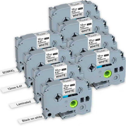 Replacement for Brother Label Maker Tape, P-Touch Label Tape, Tz 231 Tape 12mm 0.47 Laminated Black on White, Compatible with Brother PT-D210 H110 D220 D400 D410 D600, 8-Pack