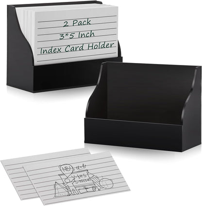 2 Pack Black Index Card Holder 3 X 5 Note Card Organizer Acrylic Index Card Box Flash Card Storage Box Postcard Display Stand Business Card Holder Desktop for Business Office(No Card)