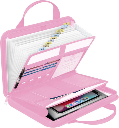 File Organizer Fireproof Expanding Accordion File Folder with Zipper Labels13 Pockets Document Organizer Holder Storage Box Bag for Business Office Receipt Home Travel