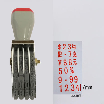 Business Stamps, Adjustable Rubber Stamp - Customizable 0-9 Numbers & Symbols for Packaging, Office, Labels (4-Digits)