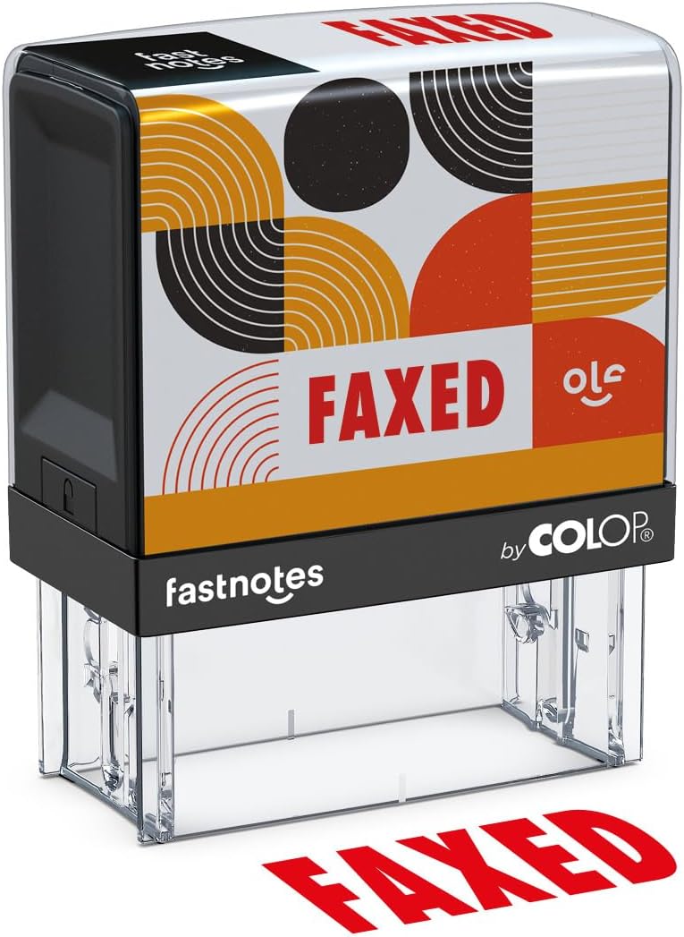 Fastnotes FAXED Self-Inking Rubber Stamp by COLOP - Great for Office Documents, Notary, Warehouse, Accounting Paperwork, Business, and Legal Documentation - Red Ink (FAXED- Red)