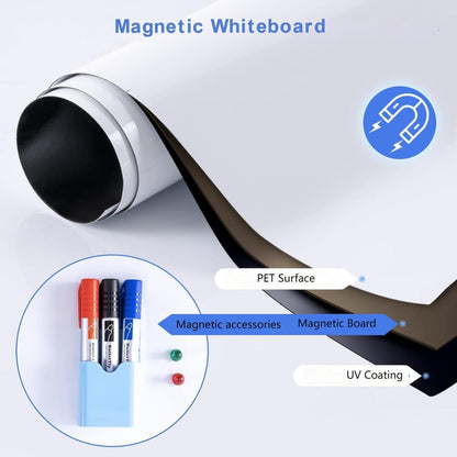 Magnetic Whiteboard Contact Paper, 12" x 18" Stick on Magnetic Dry Erase White Board Sticker on Wall, Easy to Write for Drawing, School, Office, Kitchen Fridge