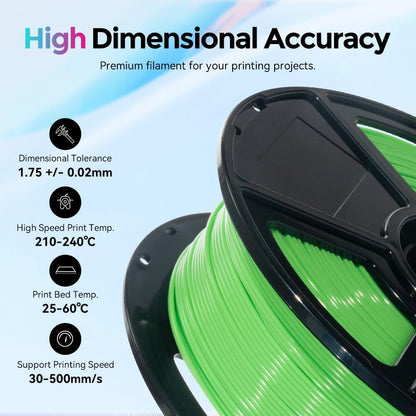 FLASHFORGE Rapid PLA Filament 1.75mm, High Flow Speedy 3D Printer Filament, Experience Exceptional Performance with 500mm/s High-Speed Printing, Neatly Wound & Top-Notch Filament (Light Green)