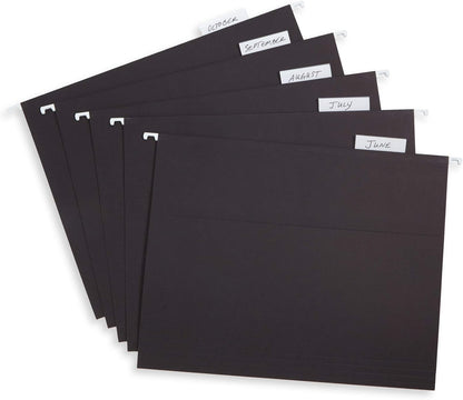 Blue Summit Supplies Hanging File Folders, 25 Reinforced Hang Folders, Designed for Home and Office Color Coded File Organization, Letter Size, Black, 25 Pack