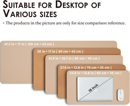 Large Cork Desk Mat - 47.2"x 17" Desk Pad for Office and Home - Ideal for Large Mouse Pad and Desk Mats on Top of Desks(Apricot)