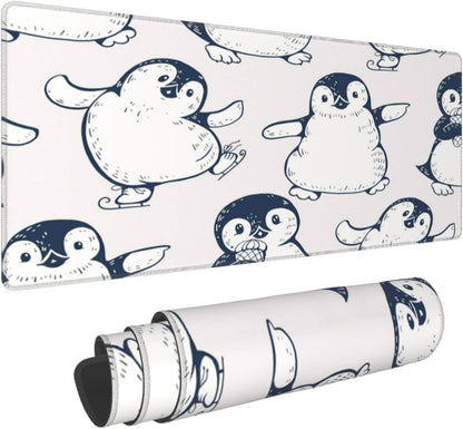 Cute Penguins Mouse Pad, Large Big Gaming Mouse Pad Desk Pad, Mousepad with Non-Slip Rubber Base, Extended XXL Mouse Mat for Computer Laptop Office Accessories